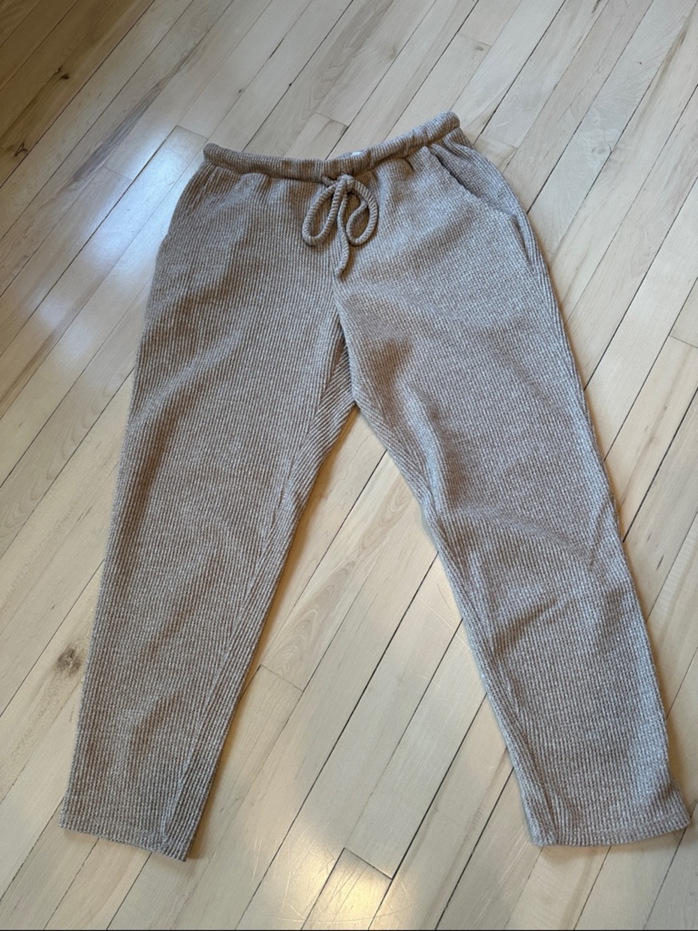 Knit Drawstring Lounge Pants in Taupe